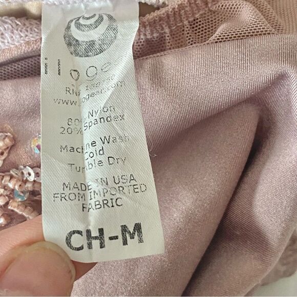 Custom solo custom dance costume leotard blush mauve rhinestone MC med child - Picture 9 of 14